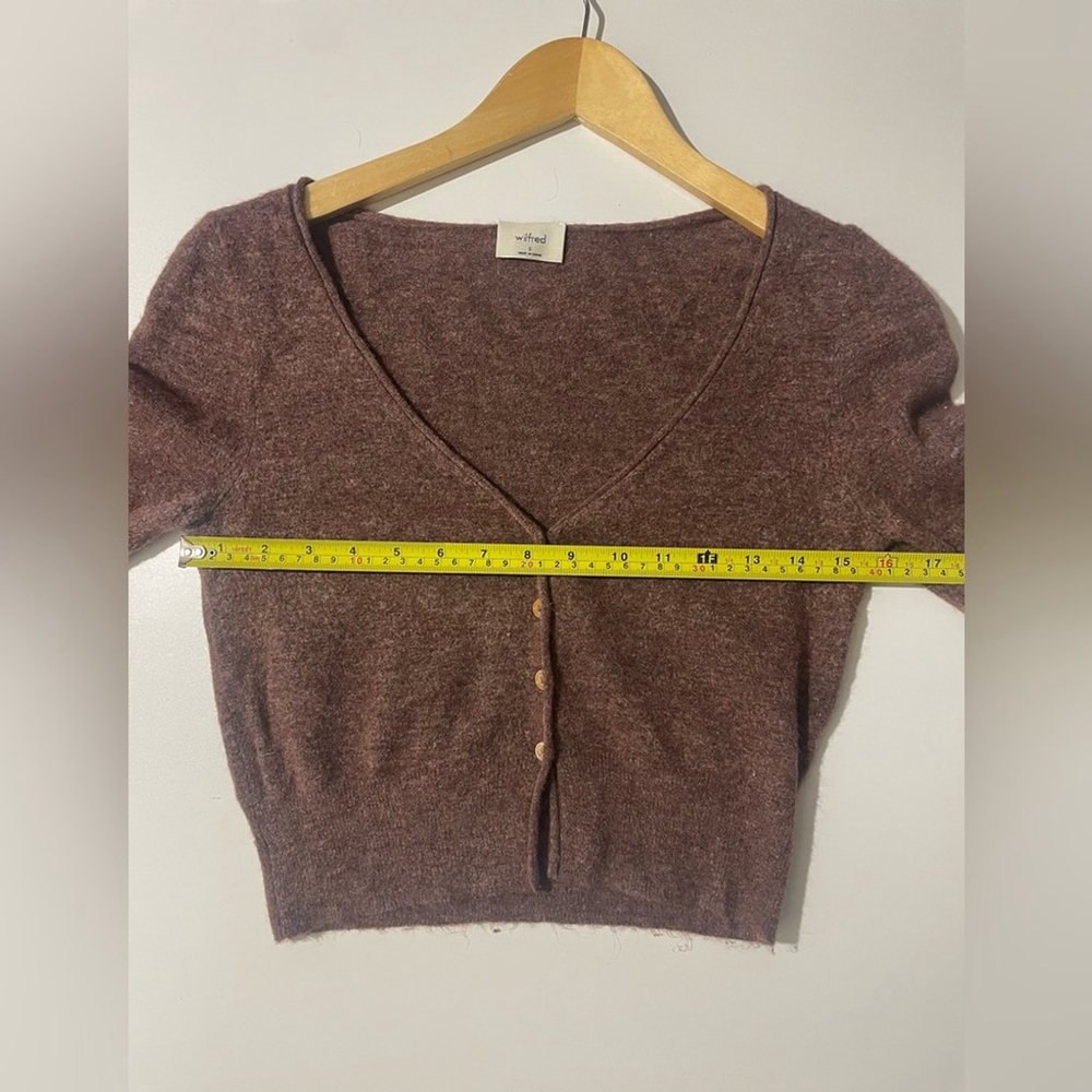 Aritzia Wilfred Cropped Cardigan V-Neck Button-Up Sweater - Picture 5 of 7